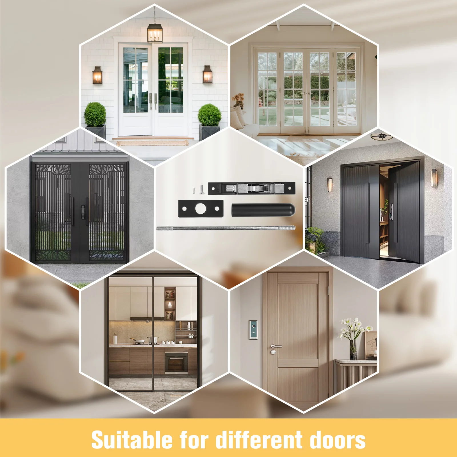 

10Pcs Concealed Secure Door Lock with Rod Stainless Steel Concealed Bolt 10In for Composite Doors/Wood Doors/Double Doors