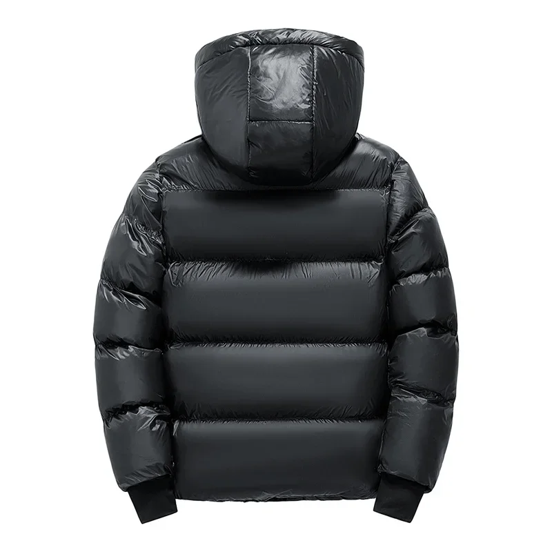 2024 Winter Black Down Cotton Jacket Fashion Letter Design Brand Couple Costume Casual Outdoor Thick Windproof Hooded Parka