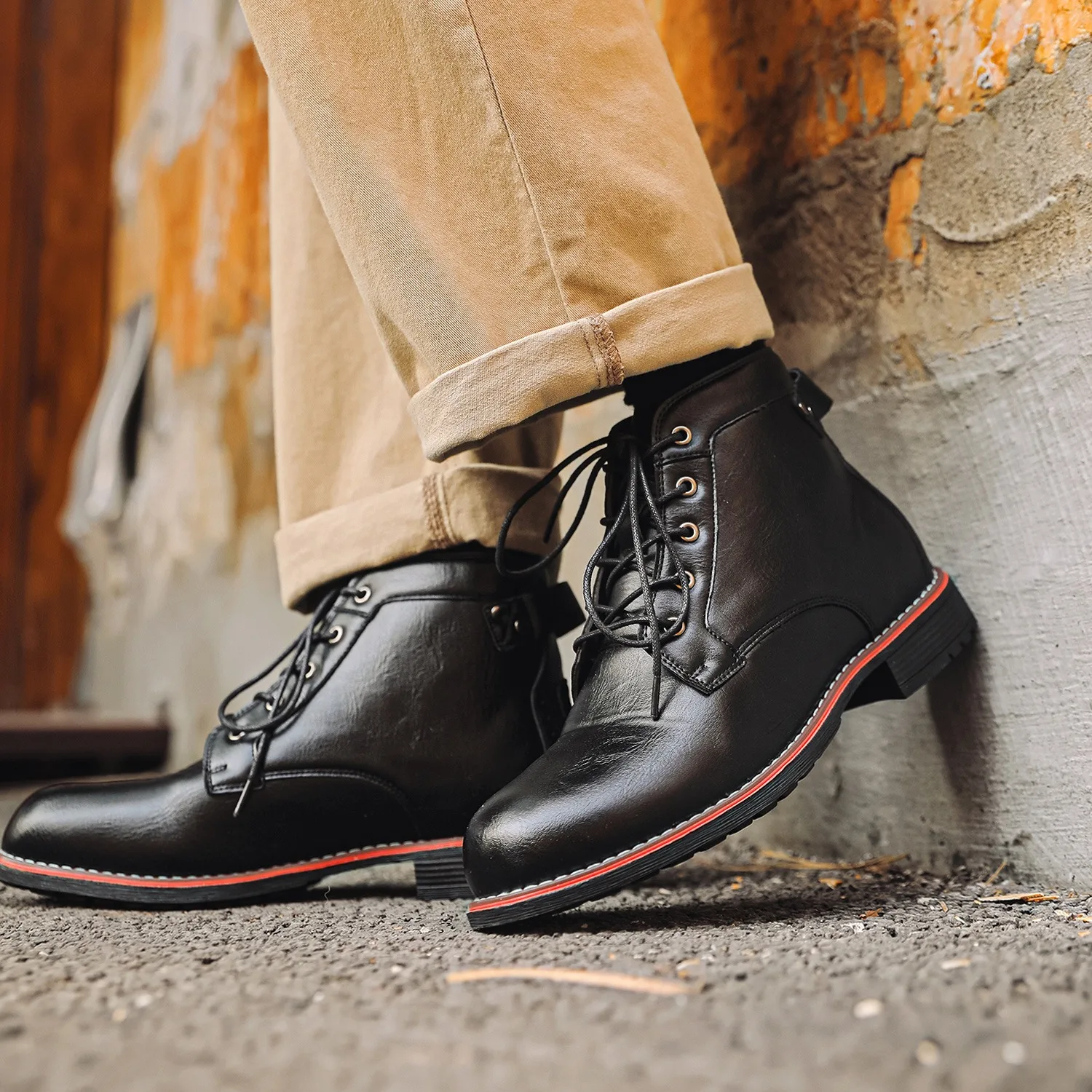 Handmade Leather Men Boots Retro Round Toe Ankle Boots 2024 Autumn Winter Punk Street Style Motorcycle Boots Men Chunky Botines