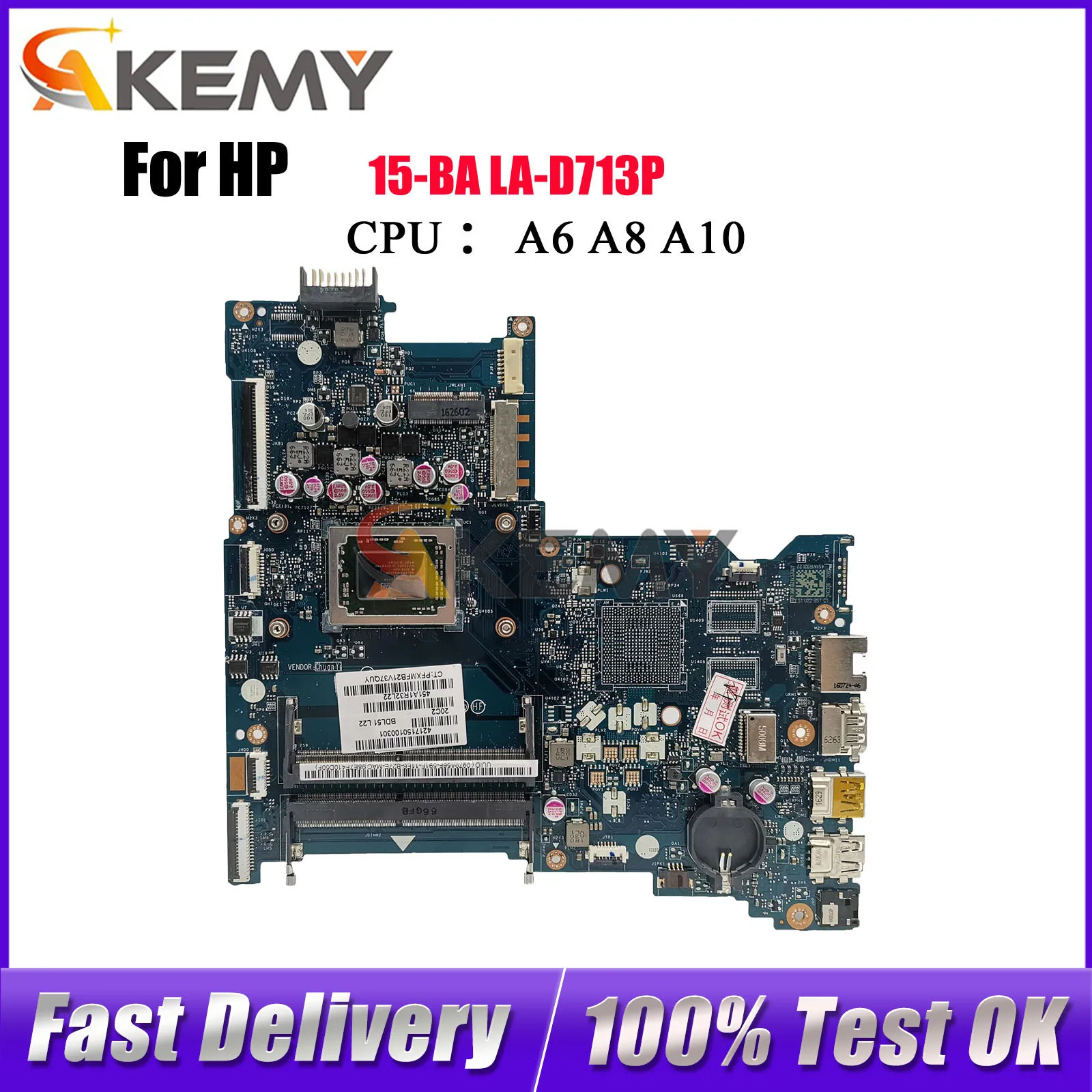 

LA-D713P Материнская плата для ноутбука HP Pavilion 15-BA 15Z-BA с процессором A10 A12 UMA 854957-601 854957-001 100% полностью протестирована