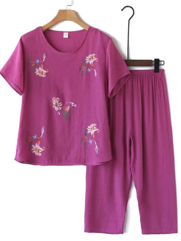 

Удобный хлопковый льняной комплект ort Sve Seven-Piece Pants Свободный летний комплект из двух предметов для женщин среднего и ly Ho...