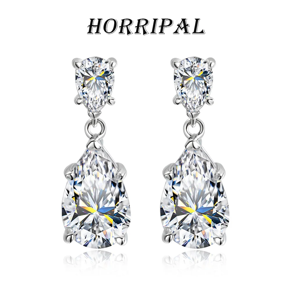 

Серьги-подвески HORRIPAL с муассанитом 7 карат D VVS1 для женщин, серебро 925 пробы, высочайшее качество, изысканный подарок, ювелирные украшения для банкетов