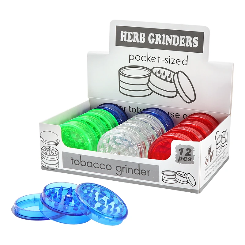 Futeng Round Shape Custom Plastic Herb Grinder 3 Parts Tobacco Spice Dry Acrylic Bio Plastic Grinders Herb