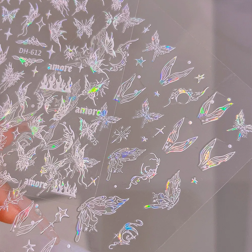 Aurora Butterfly & Mermaid Tail Nail StickersClear & Dynamic Shell Shine Fairy Butterfly Nail Decorations - Wholesale