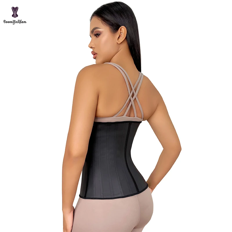 2023 New Plus Size High Compression Belt 21 Steel Bone Underbust Corset Bright Glossy Latex Waist Trainer For Weight Loss