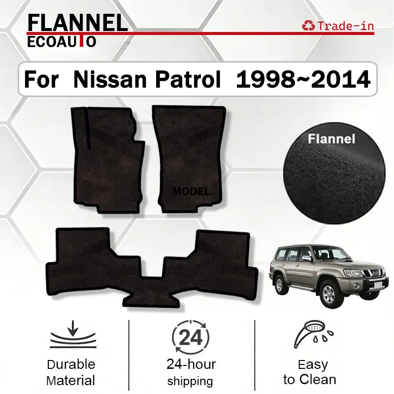 

Автомобильные коврики ECOAUTO из фланели для Nissan Patrol Y61 Safari 1998~2014 LWB, противоскользящие, с защитой от грязи, ковровые, для пола салона.