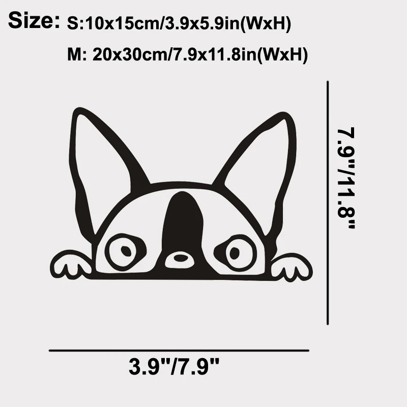 Peeking Boston Terrier (A14) Vinyl Decal  Car Sticker Windows Wall Decor Kids Room Decoration  Many Colours