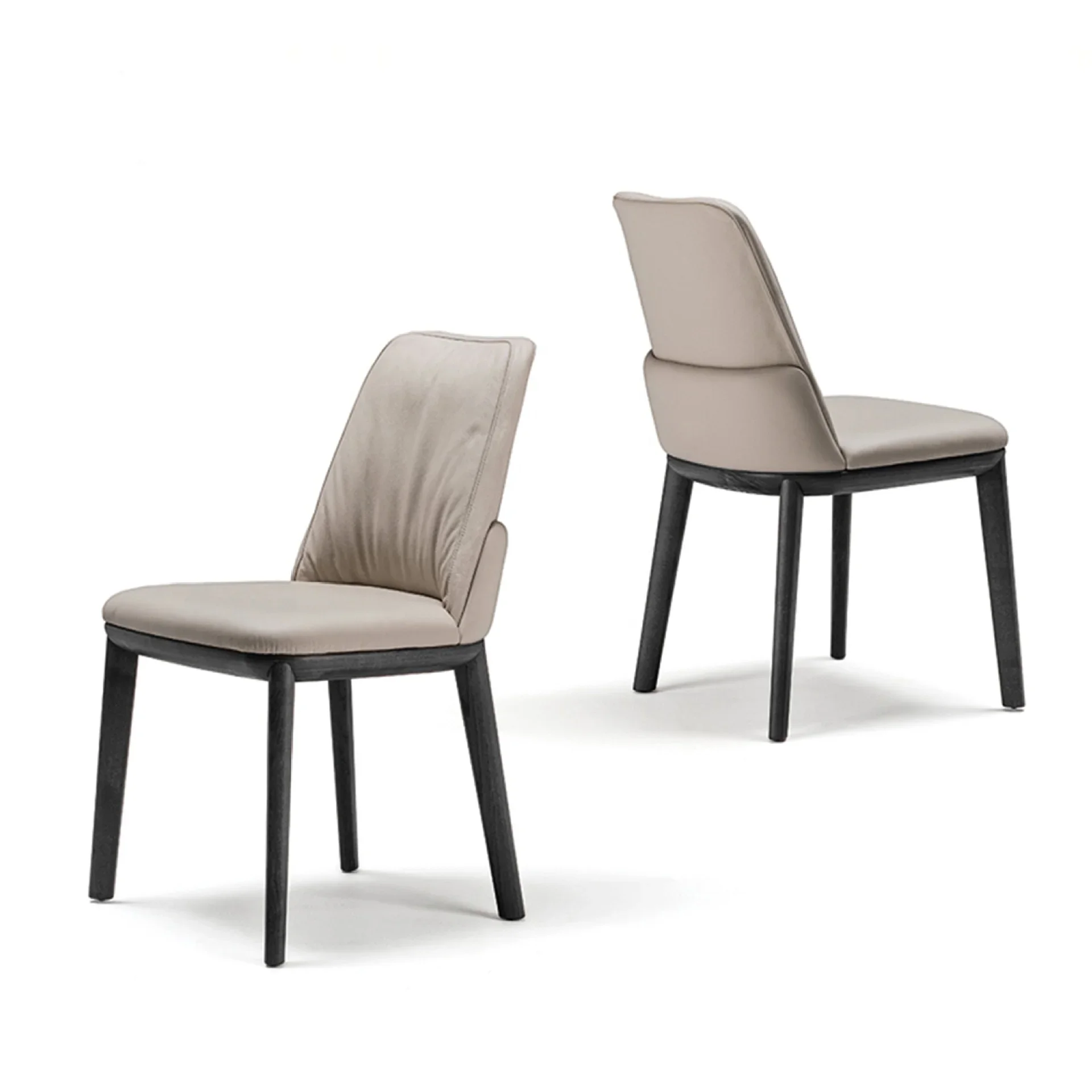 

#Italian Minimalist Dining Chair Simple Home Solid Wood Chair Coffee Restaurant High-end Designer Chair Leather Seats