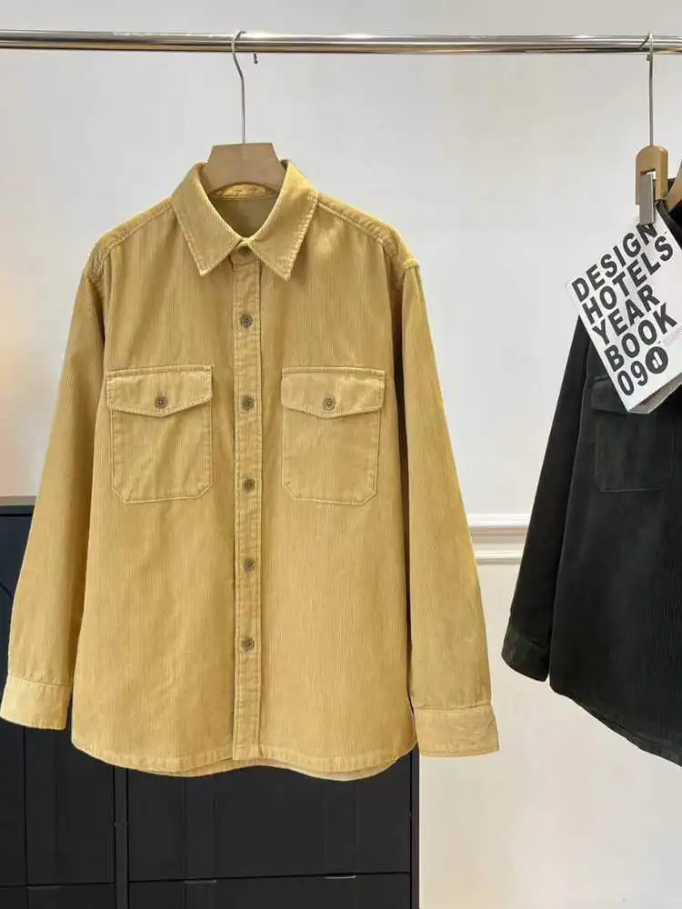 

Вельветовая рабочая одежда: рубашка с длинным рукавом, повседневная, винтажная, осенне-зимняя, новая модель 480295, верхняя одежда для примерочной.