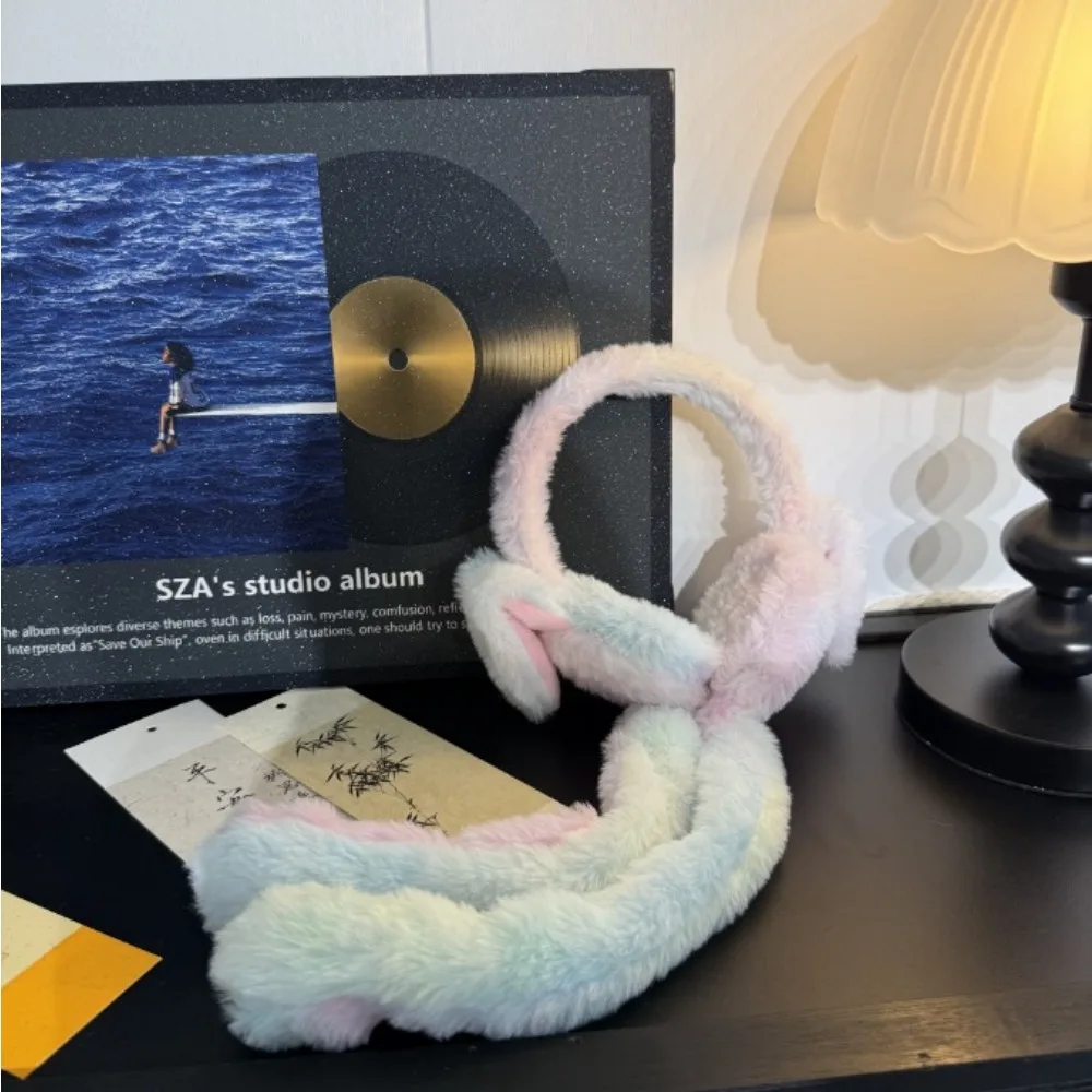 Cuffie antirumore in peluche colorato Orecchie di coniglio in movimento Cuffie antirumore per la casa in stile online popolare caldo per uomini Donne Bambini Mantieni calde le cuffie antirumore