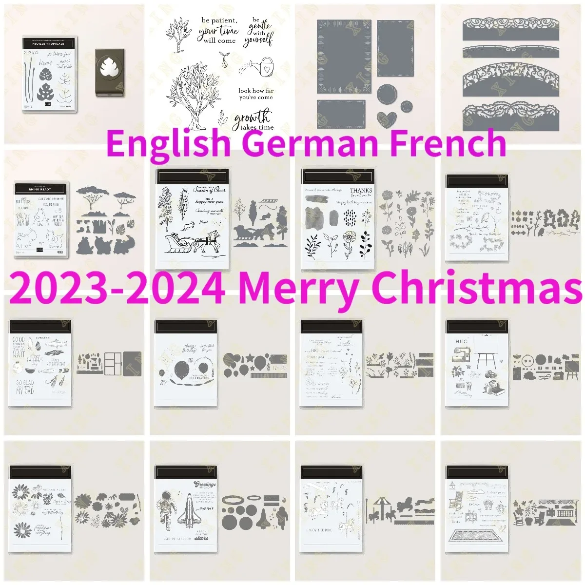 

New Merry Christmas Clear Stamps and Metal Cutting Dies Set for DIY Craft Making Greeting Card Scrapbooking Decoration