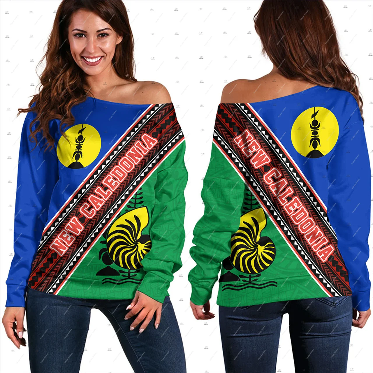 

Custom Name New Caledonia French Polynesian Islands Tattoo 3DPrint Women Casual Harajuku Off Shoulder Sweatshirts Long Sleeves Q