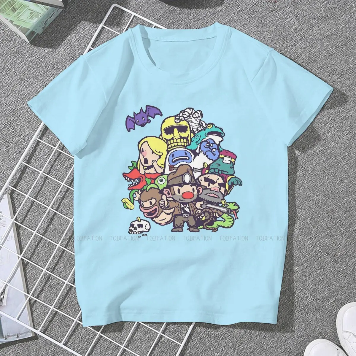 Characters Video  Hipster TShirts Spelunky Game Girl Graphic Fabric Streetwear T Shirt Round Neck Oversized 5XL