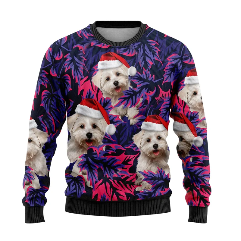 Cute Animal 3D Printed Ugly Christmas Sweater For Men Women Clothes Funny Skull Design Graphic Sweatshirts Casual Crewneck Tops