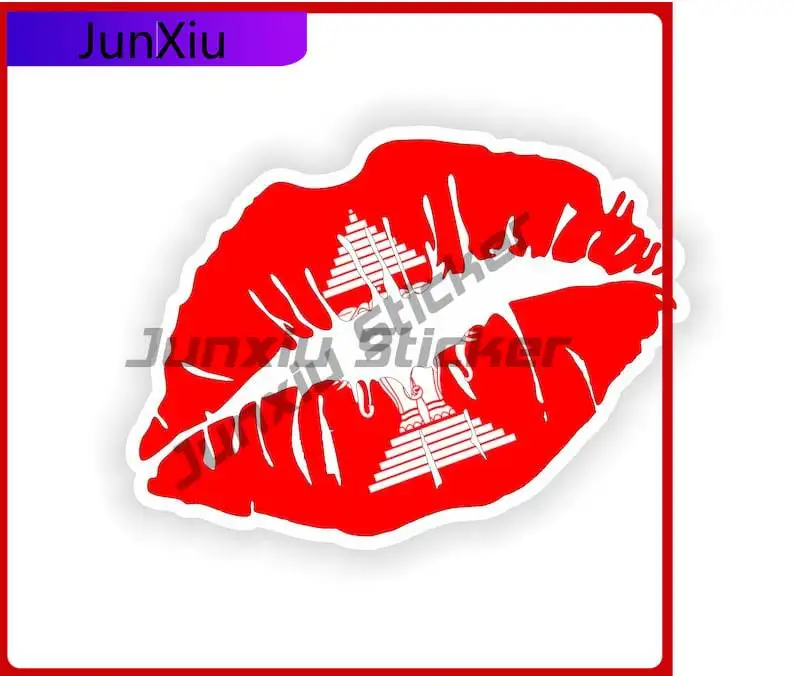 

Laos Flag Lips Sticker Adventure Motorcycle Waterproof Scratch-proof Exterior Stickers Laos Nacional Flag Suv Outdoor Camping