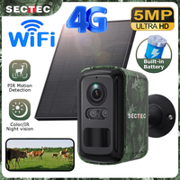 Sectec 5MP Mini Solar 4G Camera Outdoor Surveillance Camouflage Color WiFi Security  Camera PIR Detection Auto Tracking UBox App