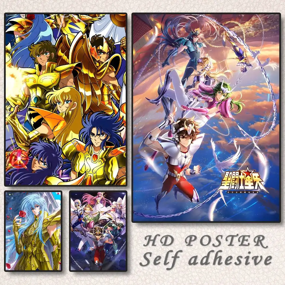 Saint Seiya Poster  Self-adhesive Art Waterproof Paper Sticker Coffee House Bar Dorm Room Wall Decor