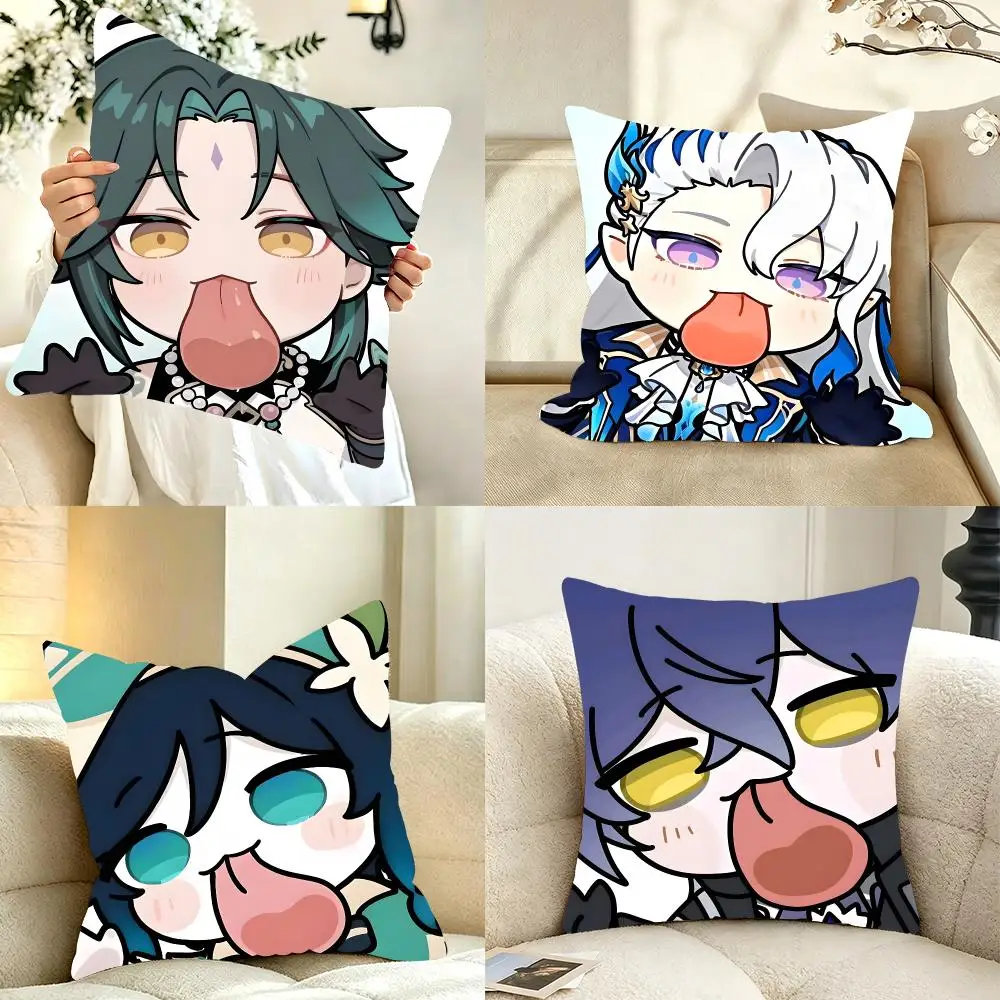 Art Game Cute Genshin Cushion Cover Bedroom bed reading backrest cushion Festive plush holiday Soft plush throw