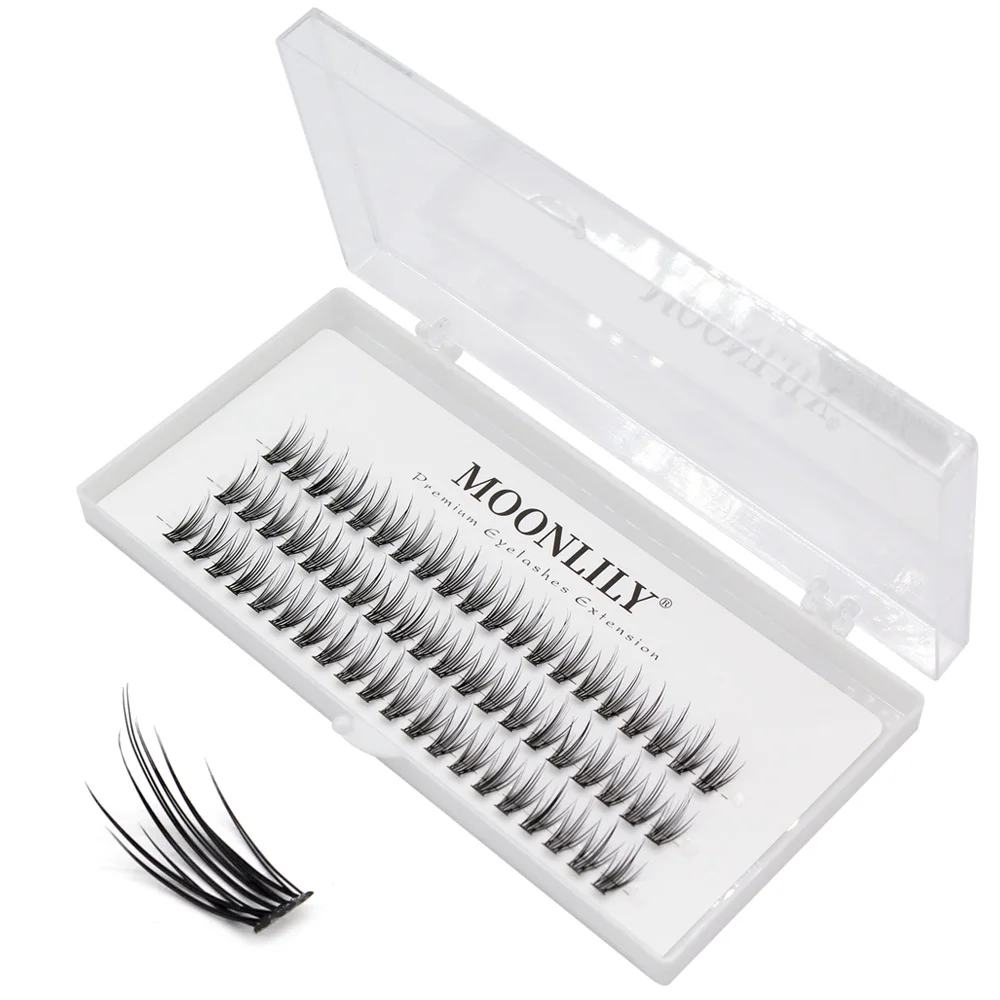Moonlily DIY Hand Made Eyelash Extension Segmented Flase Lashes Cluster Dramatic Lash Bundles Soft Ribbon Eyelashes Makeup Tools