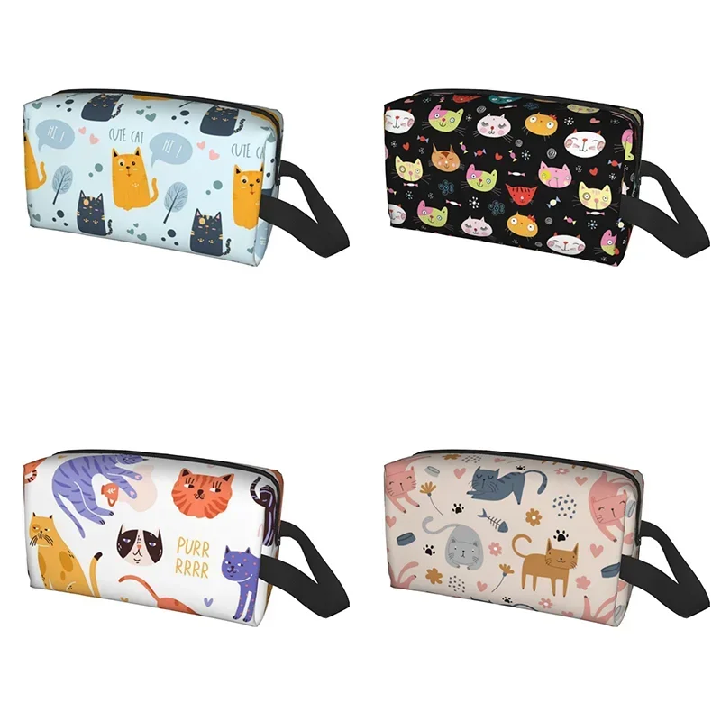 

Cute Cat Toiletries Storage Bag Portable Cosmetic Bag Makeup Accessory Large Cosmetic Pouch Travel Toiletry Bag