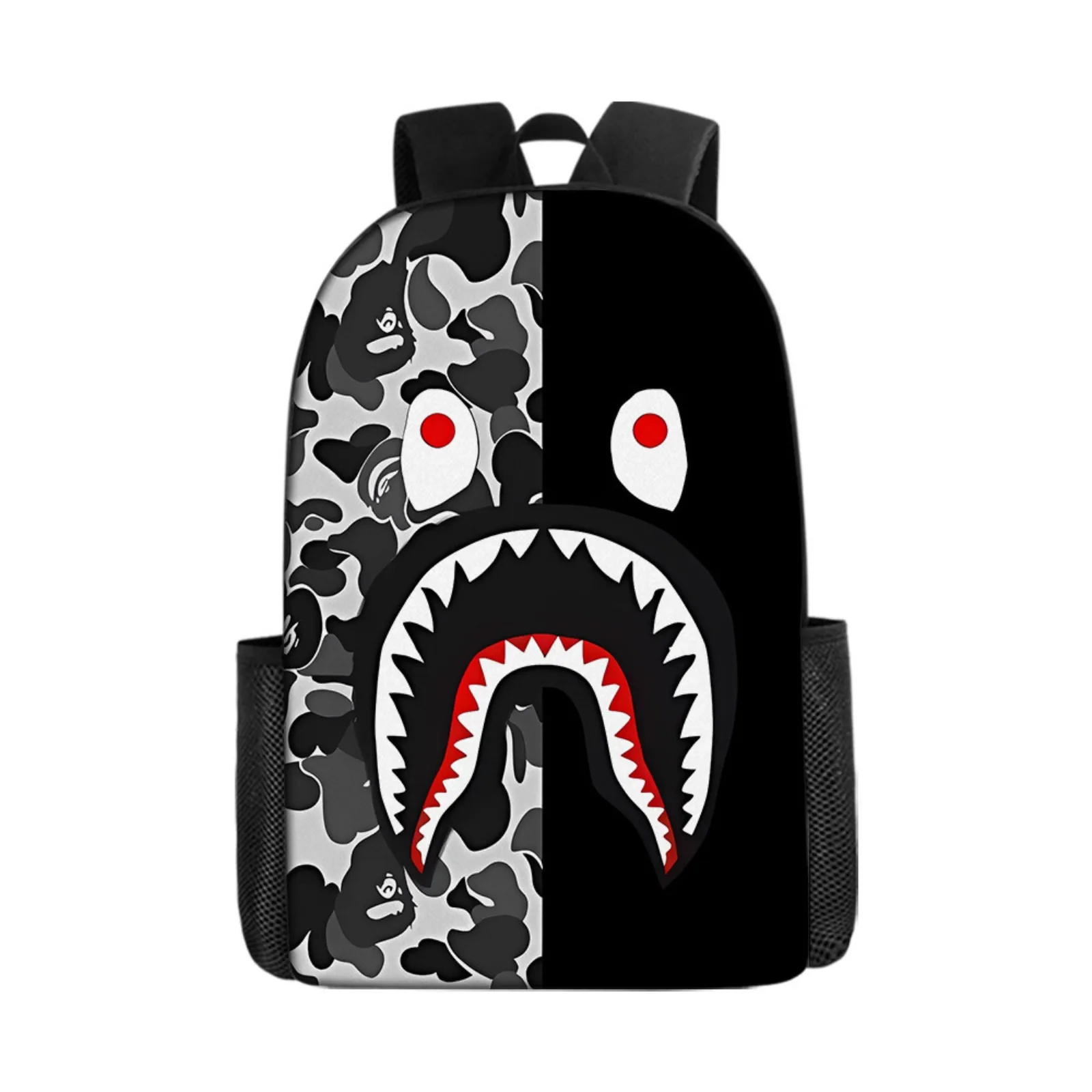 Creative Shark Print School Bag Student Boys Girls Funny Satchel Daypack Unisex Backpack Light Suitable Schoolbag With Shark Li