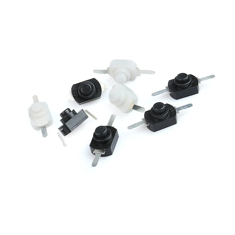 10Pcs/Lot 1208YD 1288BM 12*8MM  DC 30V 1A On Off Mini Push Button Switch for Electric Torch BLACK WHITE Self Locking