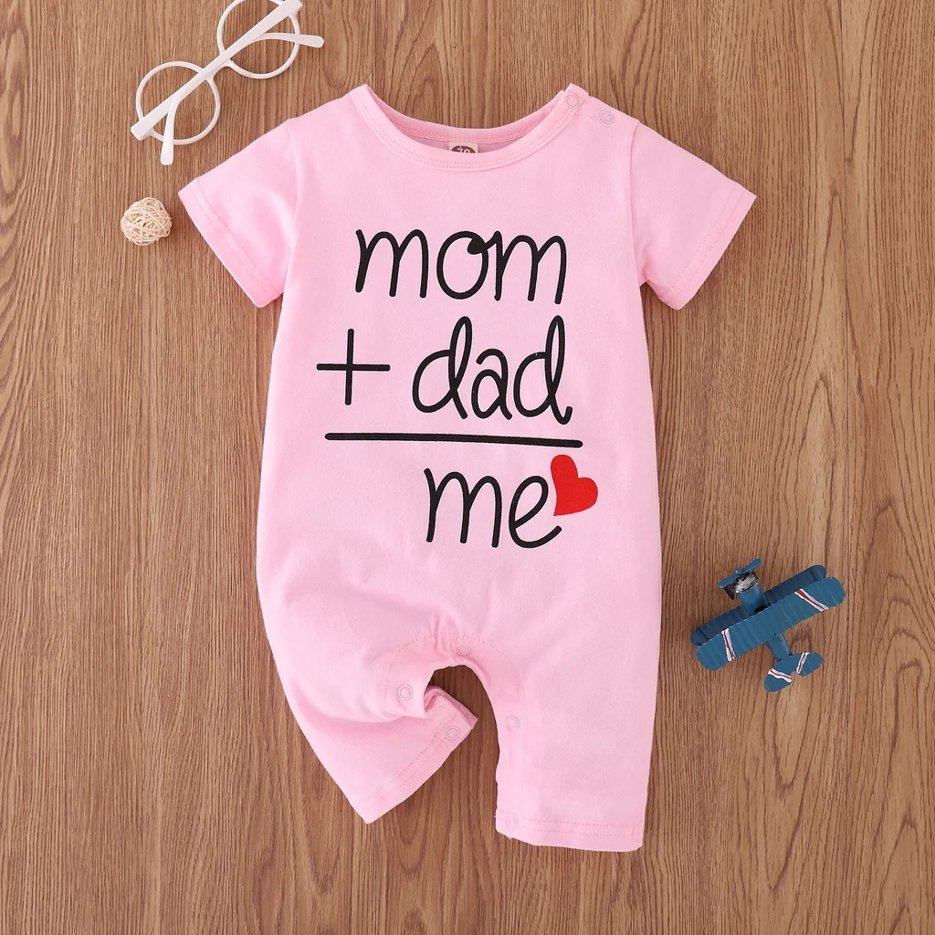 Newborn clothes baby girl boy romper short sleeve Cotton jumpsuit Mum and DaD letter pattern Infant baby boy girl clothing