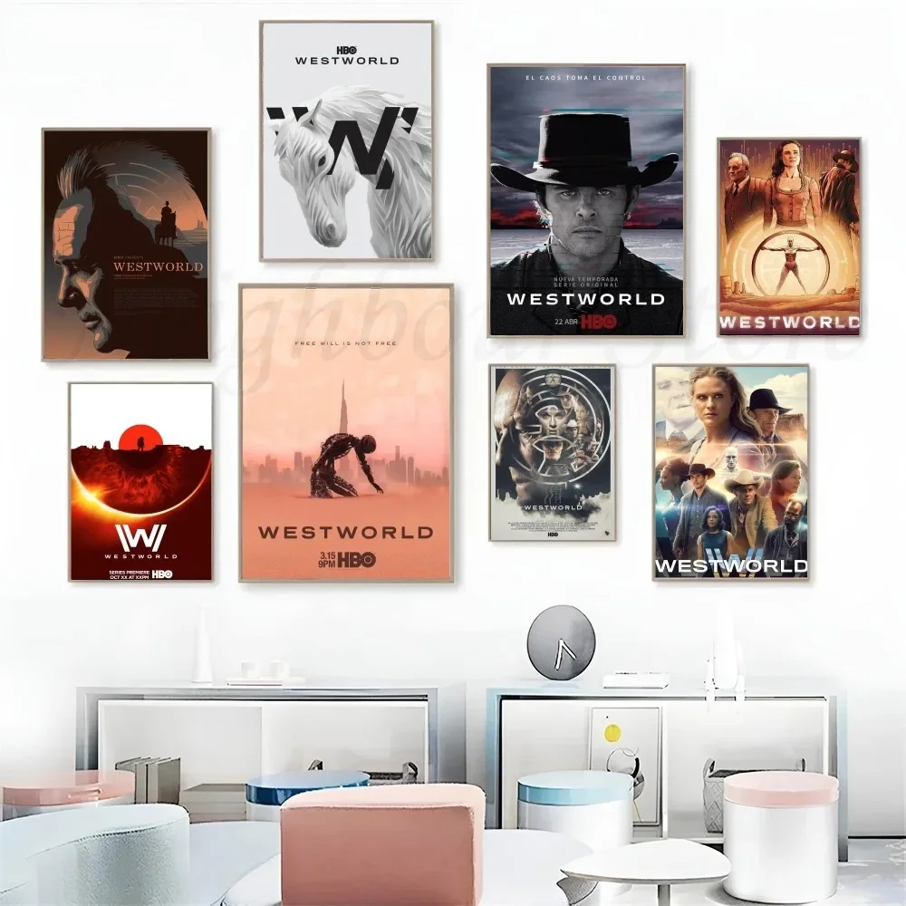 1pc Westworld Poster Stickers art wall Murals decor Game Room Decor Gifts Kawaii HD painting Cat Cars