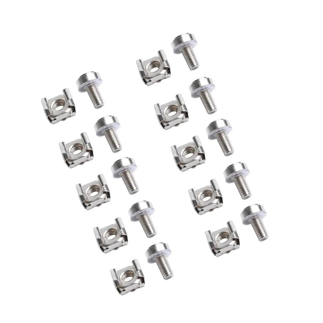 10 Pack Lot - M6*20 Rack Mount Cage Nuts & Screws w/ Washers - Square Clips