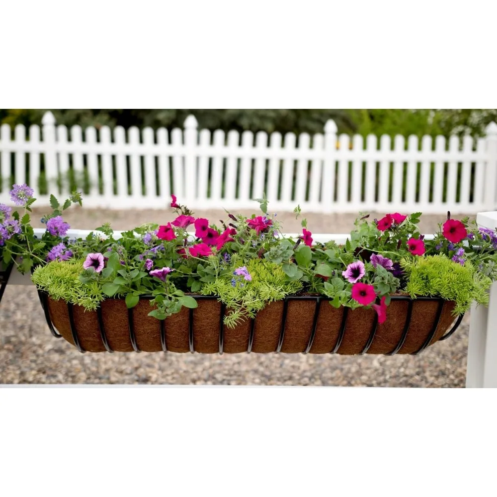 Caixa de feno para janela de 44 polegadas em aço preto revestido com PVC