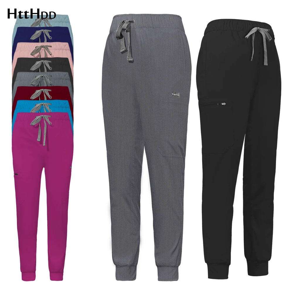 Pantalones de correr Unisex para mujer, uniforme de enfermería, médico de Hospital, ropa de trabajo quirúrgica de Color sólido, venta al por mayor