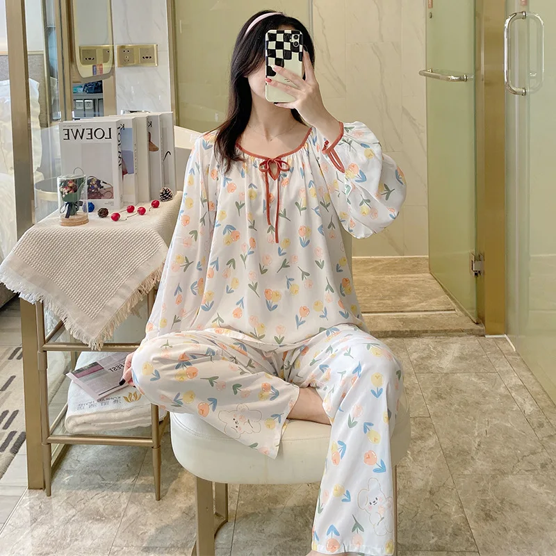 Bloemenprint Satijnen Zomer Pyjama Sets 2 Stuk Broek Lounge Outfit Lounge Vrouwen Pijama Nachtkleding Pyjama Nachtkleding Pyjama Slaap