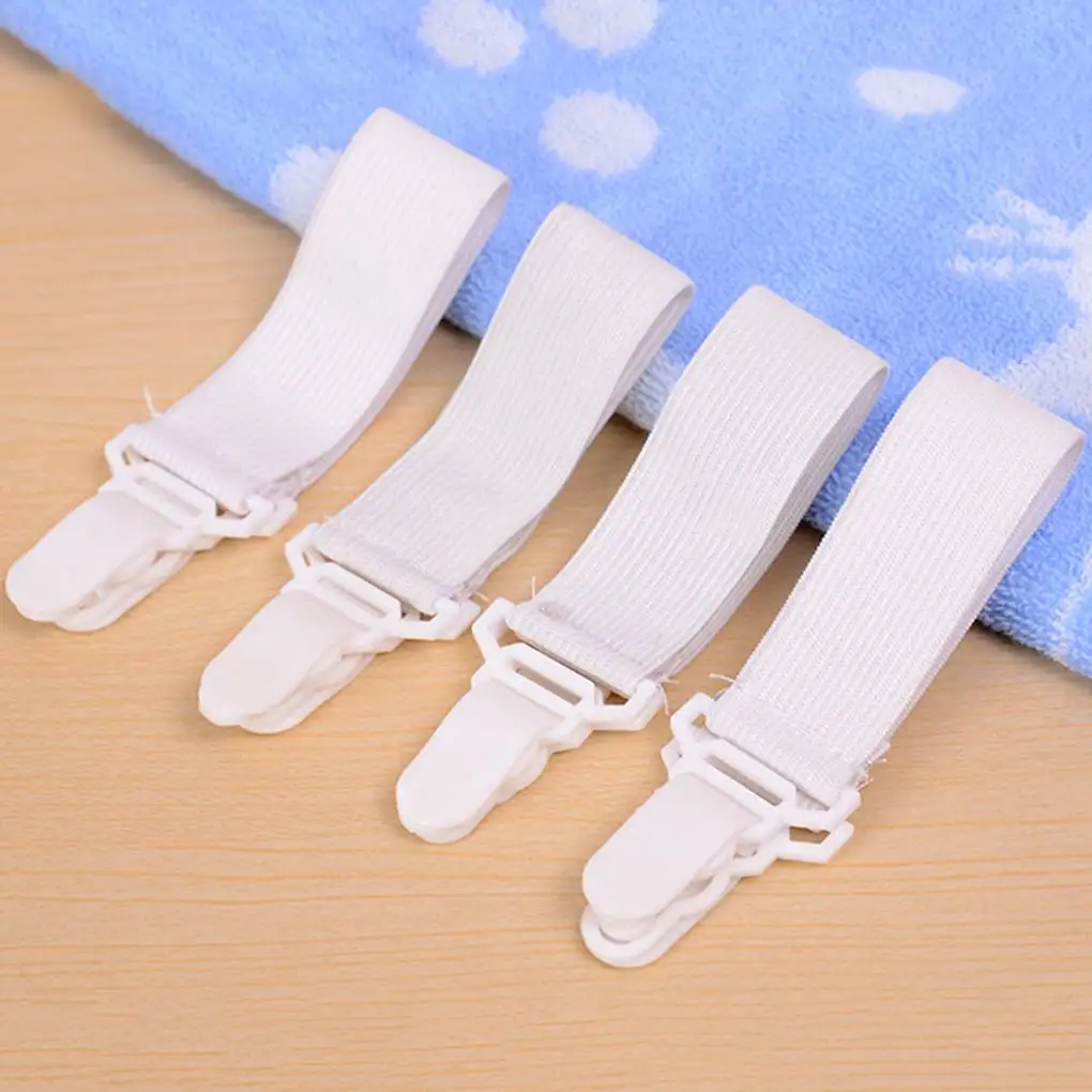 4 Pieces Elastic Beds Sheet Grippers Mattress Gripper Clip Fasteners Straps Organization Household Accessories