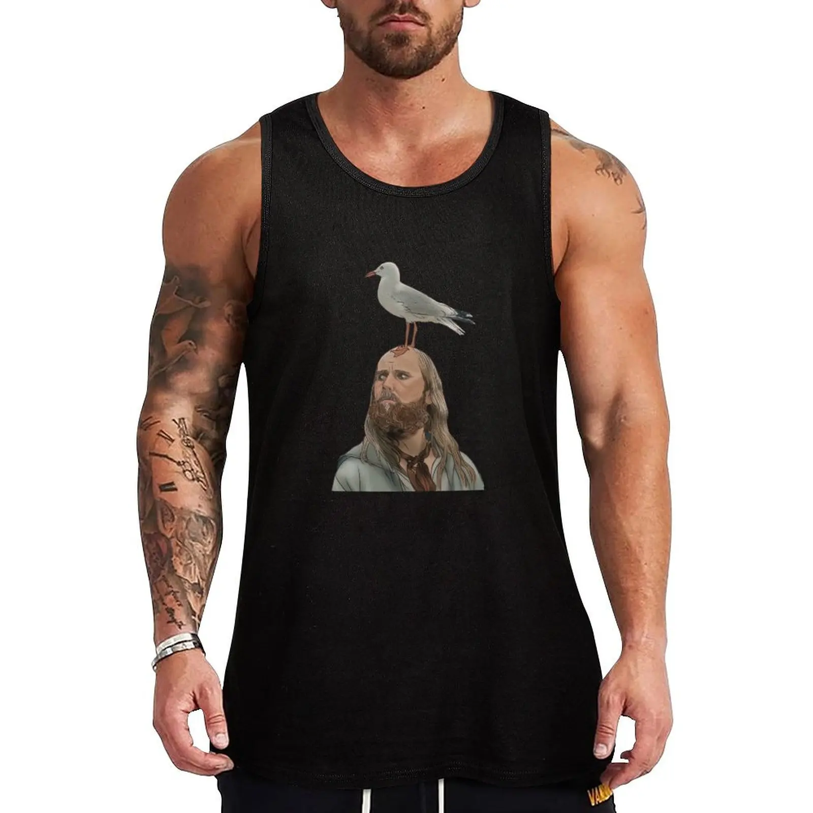 

Mr. Buttons & Karl Tank Top Funny Graphic Tank Top Humor Print Sleeveless