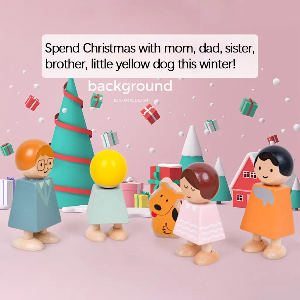 5x Wooden Building Blocks Set Cognition Family Toys Educational Toys Puzzle Blocks for Boys and Girls