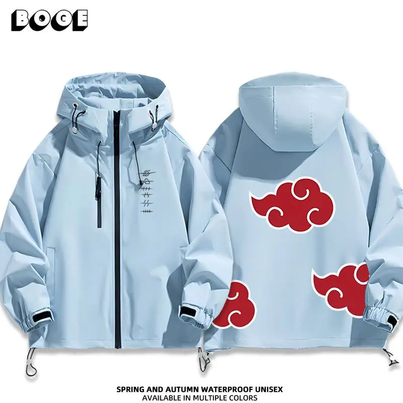 Naruto Akatsuki anime cartoon cute windbreaker anime style for boys and girls couples spring and autumn hooded coat jacket gift view 2