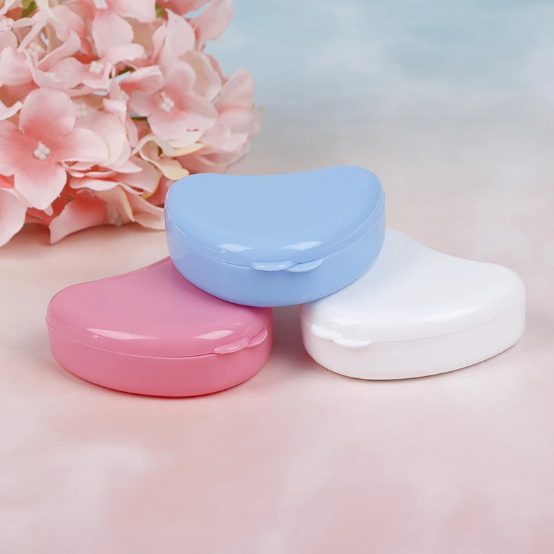 False Teeth Box Storage Case Ental Orthodontic Retainer Box Case for Denture Teeth Mouth Guard Storage Heart Shape