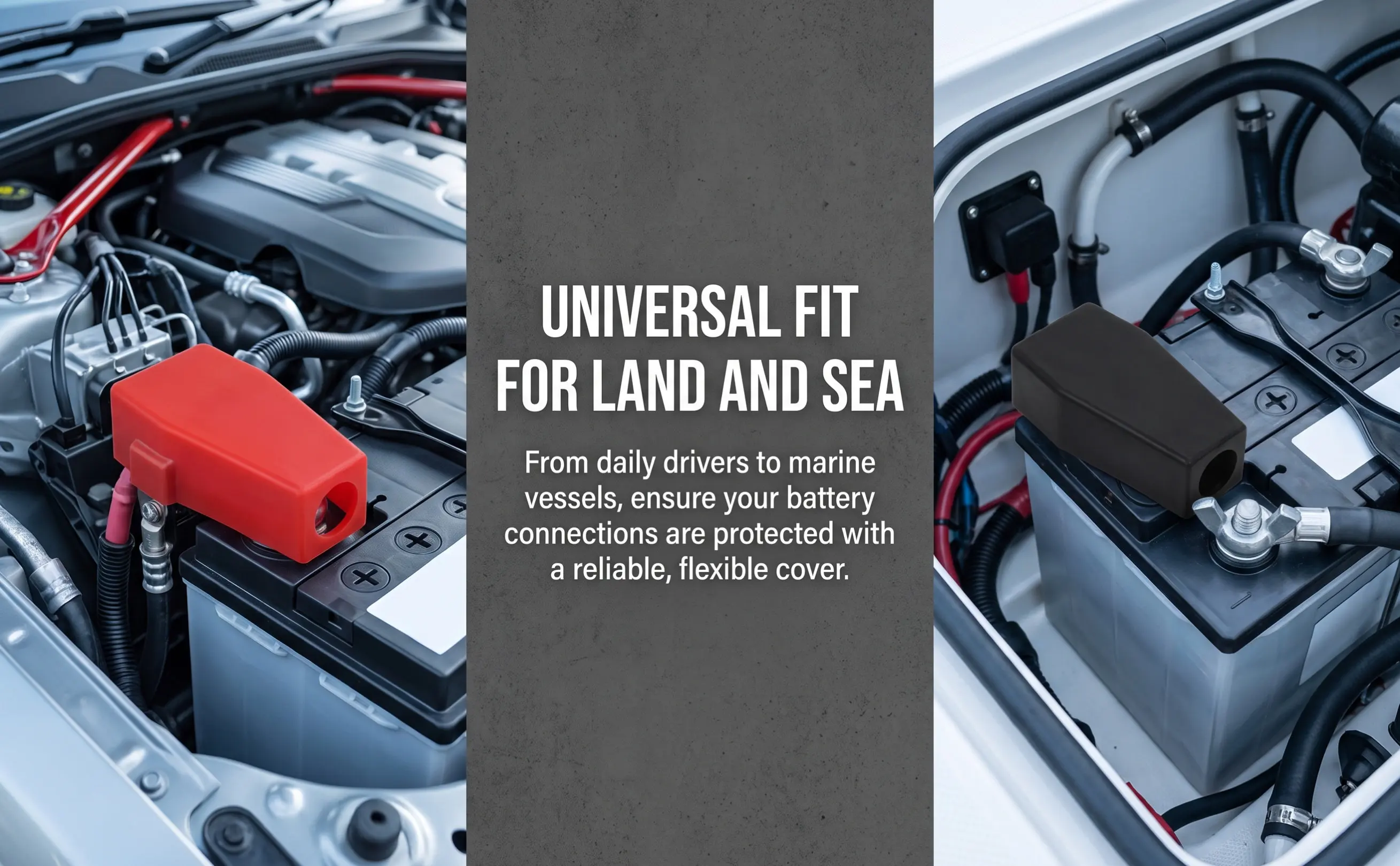 2pcs Battery Terminal Protector Covers for Car, Truck, Marine, Boat – Insulating Top Post Caps (Positive & Negative)