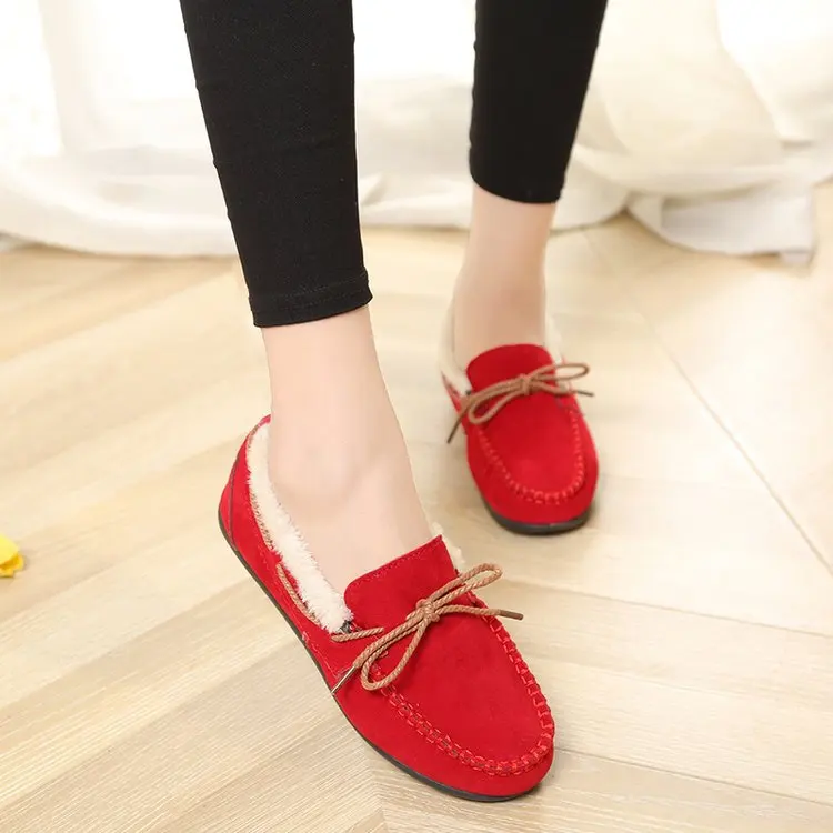 Winter Shoes Women Autumn Loafers With Fur Female Footwear Casual Sneaker Modis Shallow Mouth Round Toe Moccasin Boat New Fall S