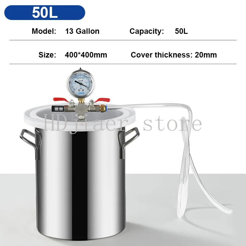 

Stainless Steel Vacuum Chamber 2/3/6/13 Gallon Vacuum Defoaming Barrel 6L/12L/21L/50L Vacuum Degassing Chamber Silicone AB