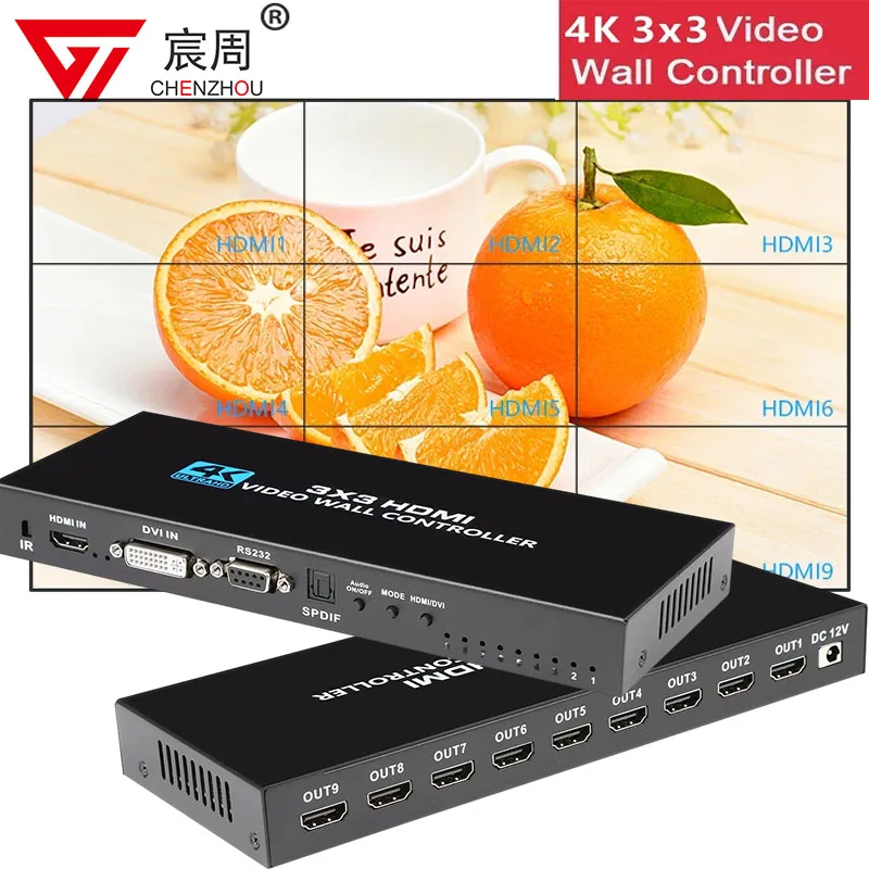 4K HDMI Video wall controller 3x3 HDMI DVI Video wall Processor 1X2 1X4 1X3 2X1 2x3 3x2 4X2 multi video screen processor splicer