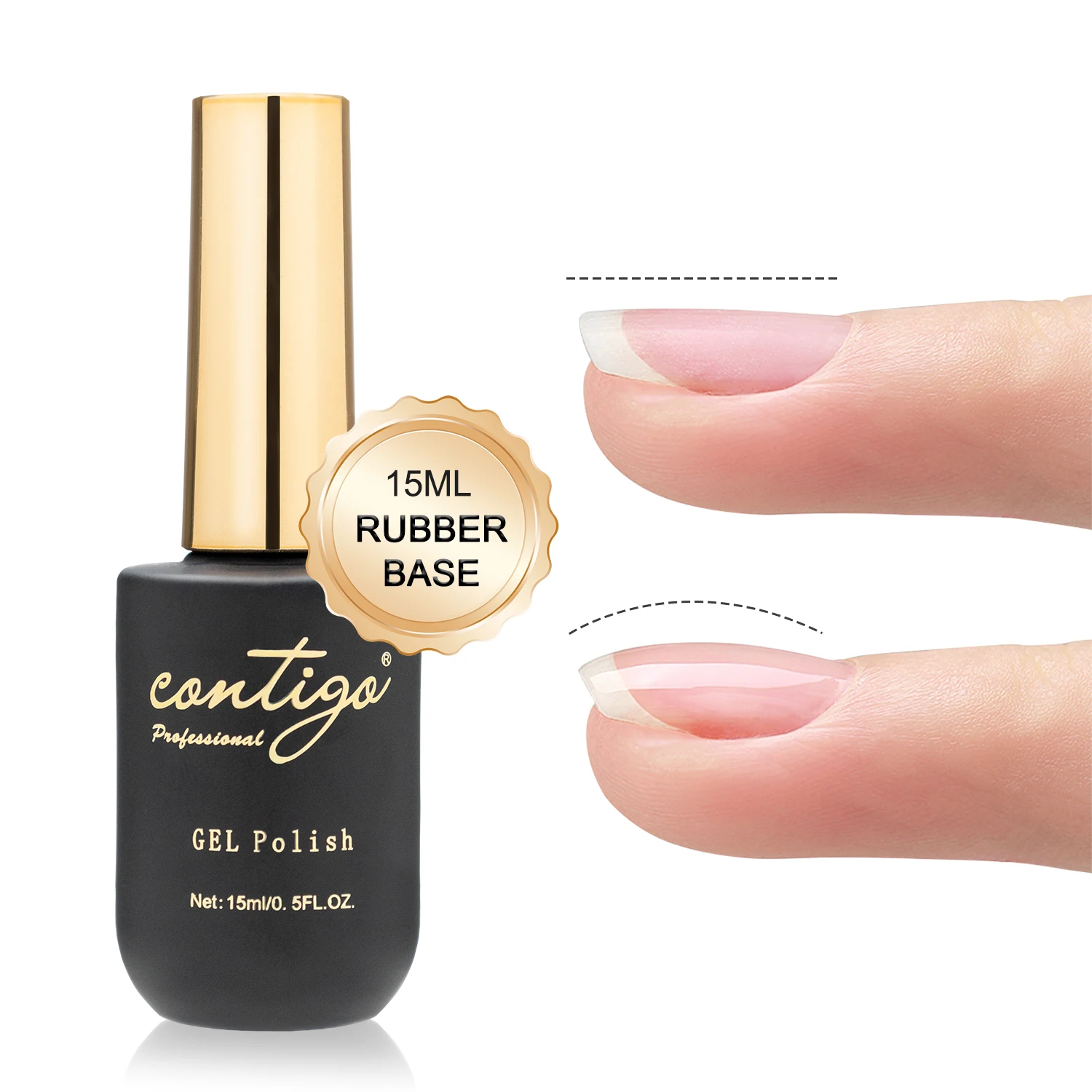 

CONTIGO Strong Rubber Base Gel 15ml Semi-permanent uv led Shiny No Wipe Top Manicure Nail Base Coat y Top Coat for Gel Varnishes