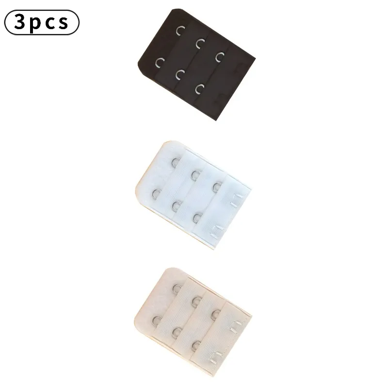 3 قطعة حمالة صدر مفيدة للنساء أسود أبيض بيج تمديدات حزام تمديد 3 صفوف 2 خطاف حزام قابل للضبط مشبك اكسسوارات DIY بها بنفسك #4