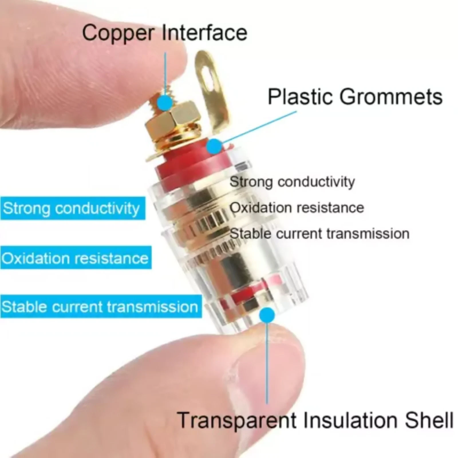 4mm 8Pcs Gold Plated Pure Copper Banana Plug Adapter For Speaker Amplifier HiFi Audio Connector Terminal w/ Transparent Shell
