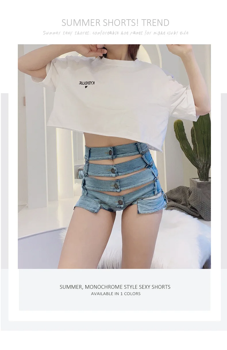 

New sexy stretch denim shorts hot pants jeans high waist bar nightclub women's wear