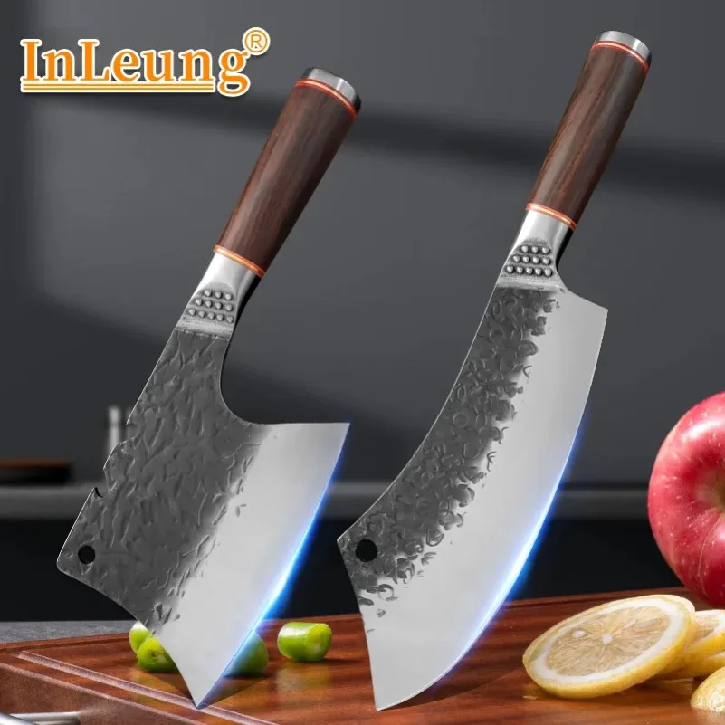 Cuchillo pesado para matanza, hoja forjada a mano, cuchillos de cocina para barbacoa, Chef, cortar hueso, pollo, carne vegetal, cuchillo de carnicero