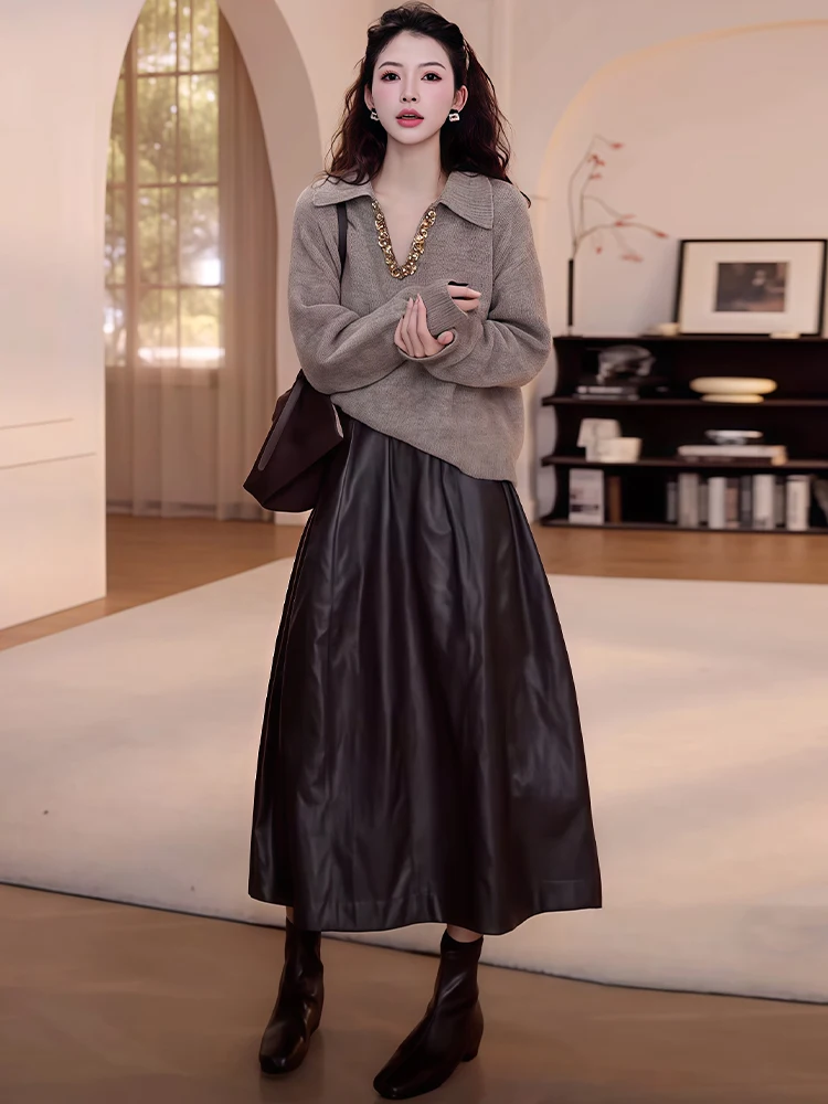 Faionable الرجعية الخصر مقصوص تنورة و Jaet مجموعة بسيطة Sle الملابس النسائية الخريف جديد وصول قطعتين دعوى