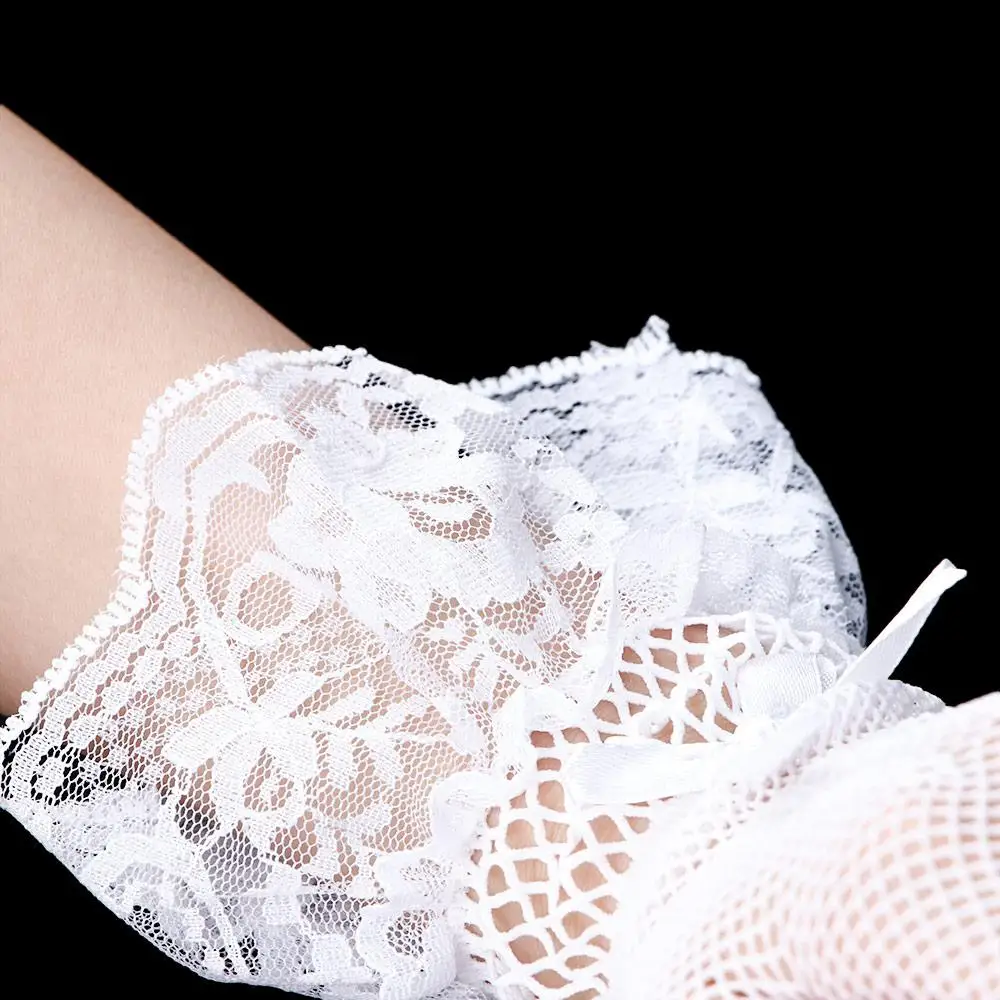 Black Lace Fishnet Wedding Bridal Gloves Lace Gloves Fingered Gloves For Party Wedding Dress