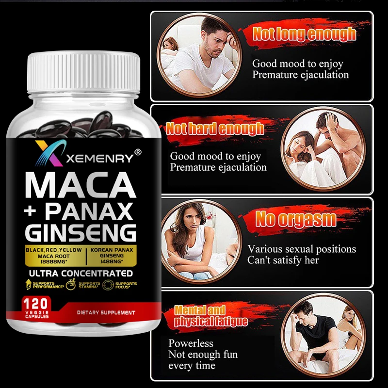 Maca + Ginseng - Increases Energy and Muscle Growth, Improves Endurance and Fights Fatigue, and Promotes Good, Restful Sleep