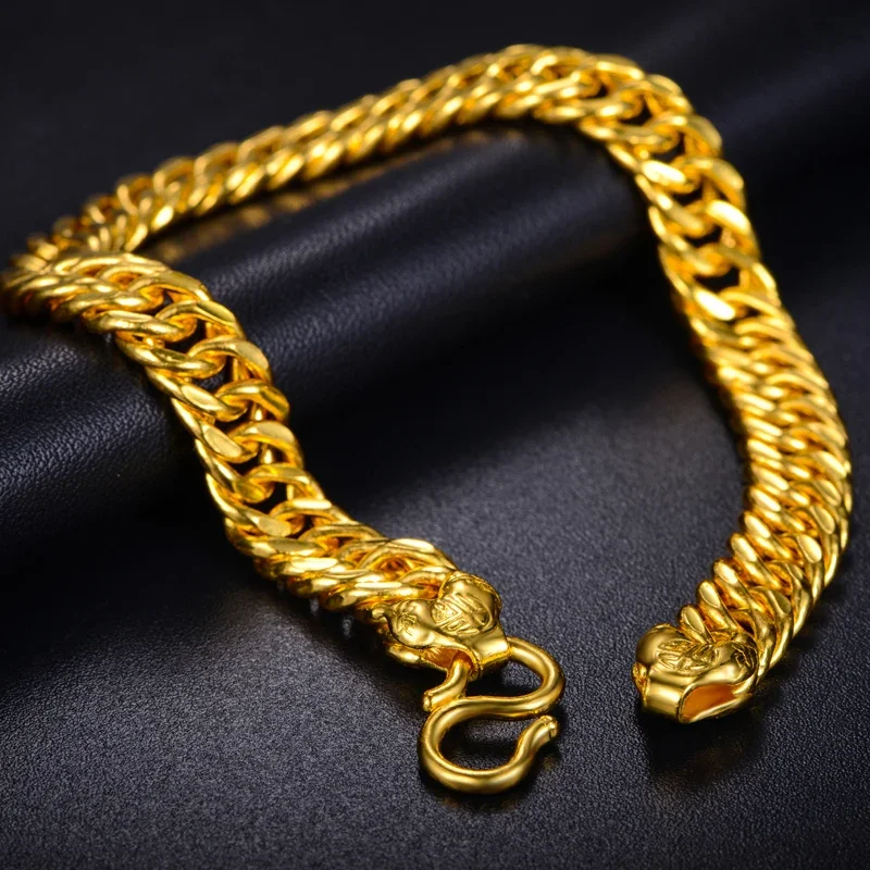 ZSFH 24K Pure Gold Bracelet Real 999 Solid Gold Bangle Generous  Fashion Men's Trendy Classic Fine Jewelry Hot Sell New 2023